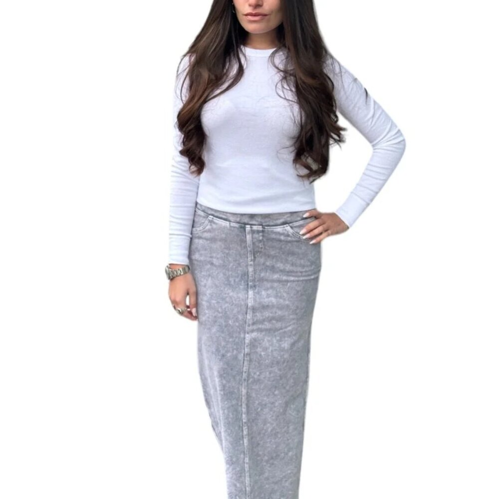 womans Hardtail maxi skirt grey stone wash size M